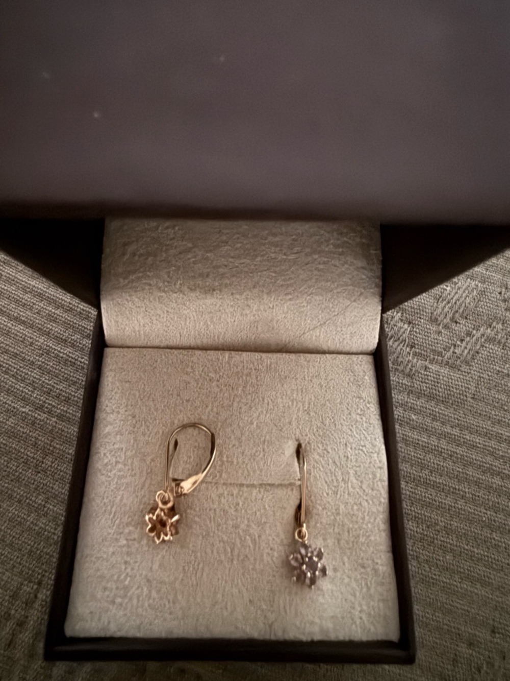 14 Kt Gold Tanzanite Drop Cluster Earrings - Picture 2 of 2